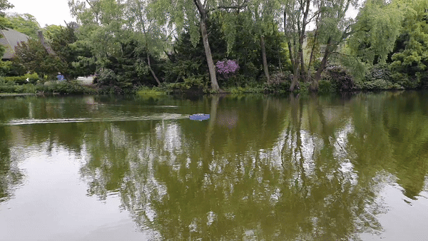 BlueBoat SITL mission on a lake, view 1