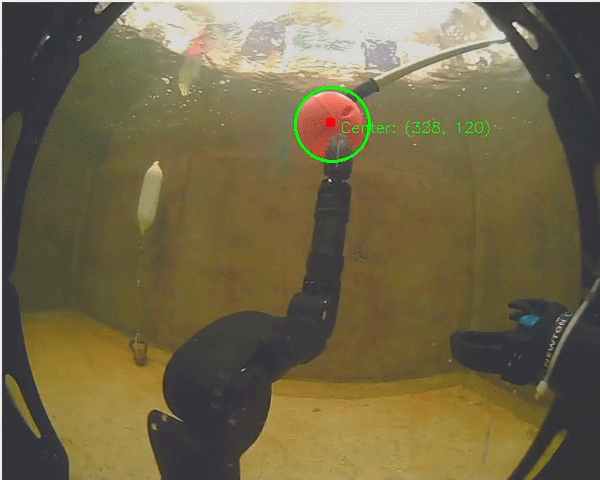 Underwater visual servoing with Alpha 5 manipulator on BlueROV2 Heavy, view 2